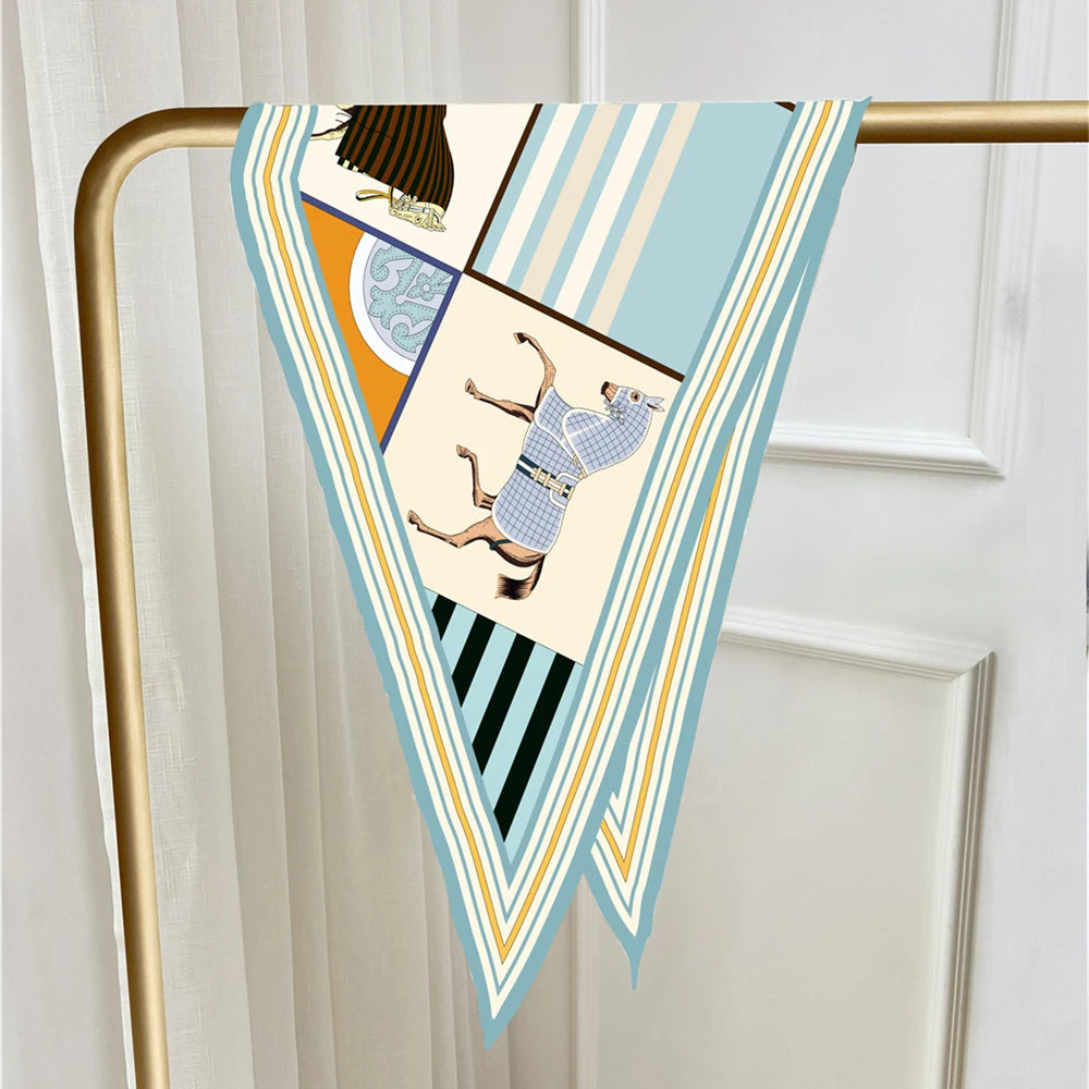 Adrina Blue Silk Diamond Scarf