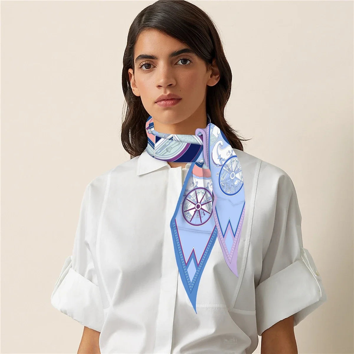 Wheel Purple Silk Diamond Scarf