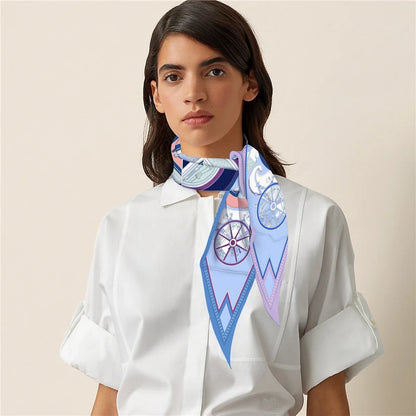 Wheel Purple Silk Diamond Scarf