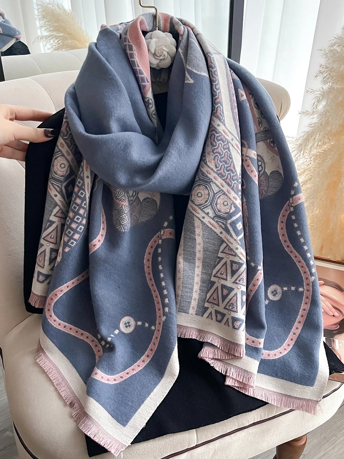 Edwige Pashmina Scarf Blue