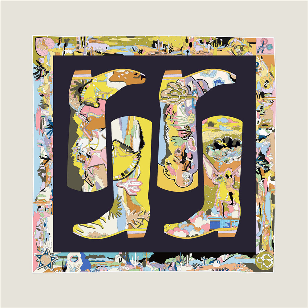 Boots Blue & Yellow Double Print Scarf / 90cm