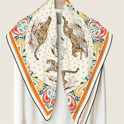 Leopard Beige Double Print Scarf / 90cm