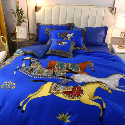 4-Piece Sateen Bedding Set (Gabriel / Blue)