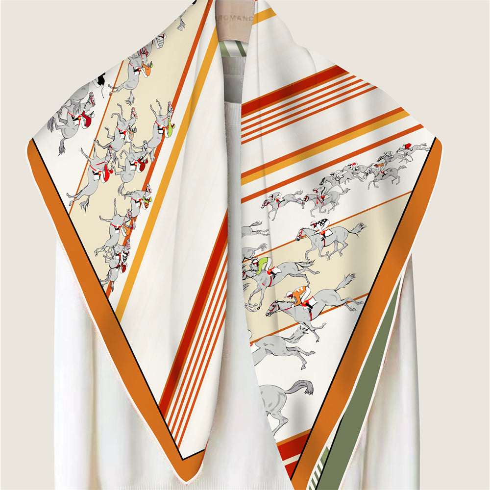 Horse Race Orange Double Print Scarf / 90cm