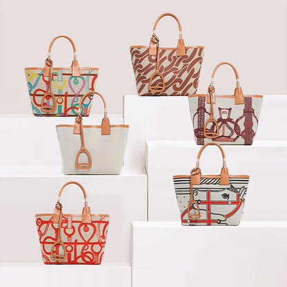 Stella Small Canvas & Leather Tote Bag / Beige