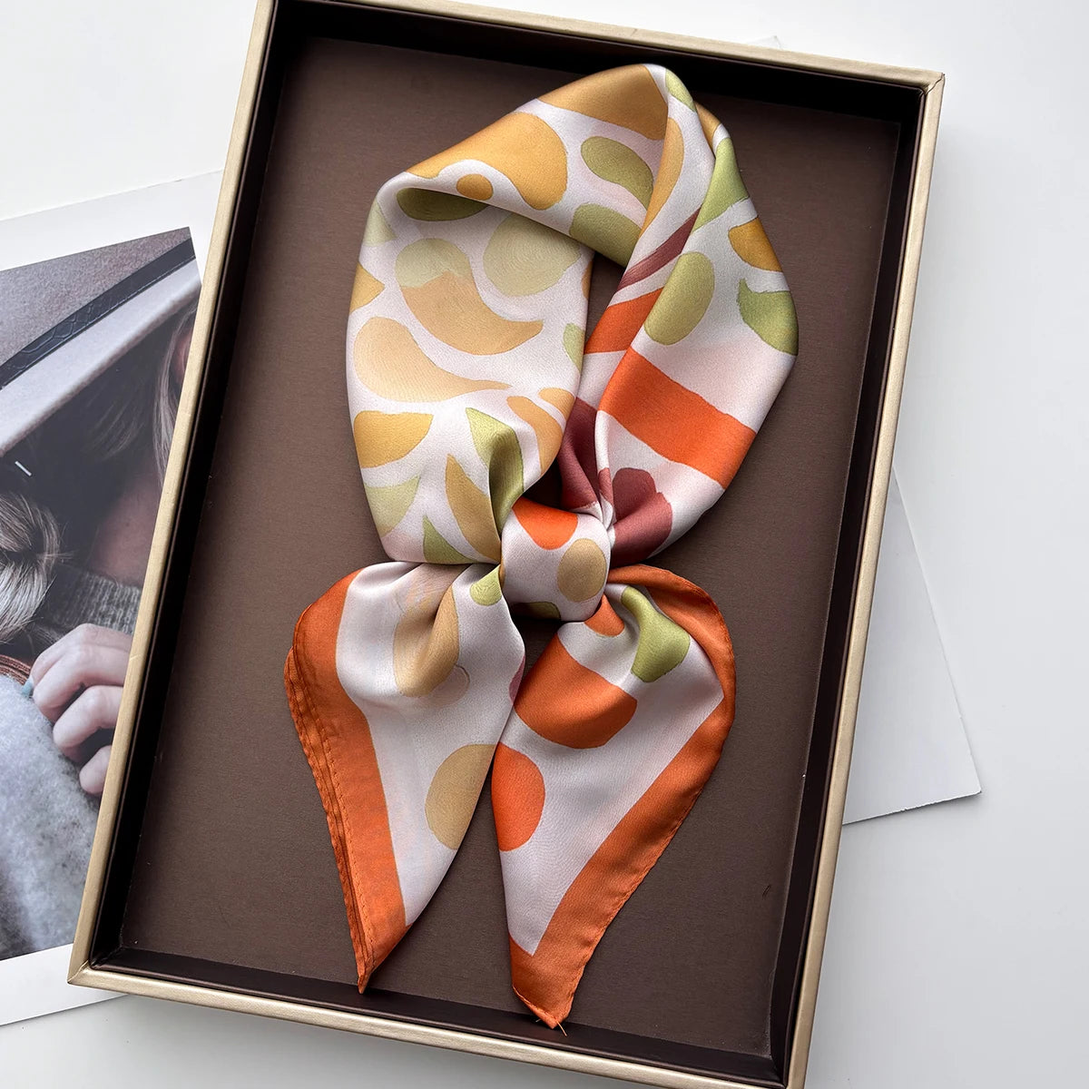 Floral Orange Scarf / 65cm