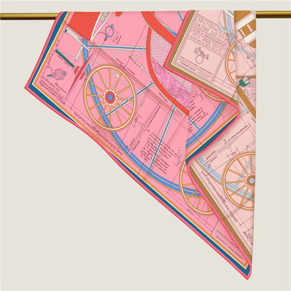 Wheel Pink Double Print Scarf / 90cm