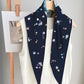 Pia Navy Silk Diamond Scarf