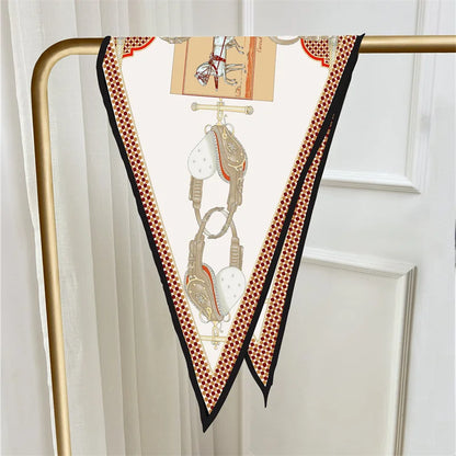 Carriage & Saddle Beige Silk Diamond Scarf