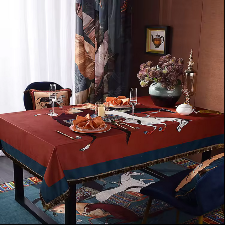 Ledro Horse Print Velvet Tablecloth