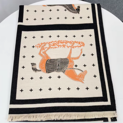 Bettona Pashmina Scarf Black & Orange