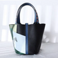 Aurelia Small Leather Bucket Bag / Navy & Green