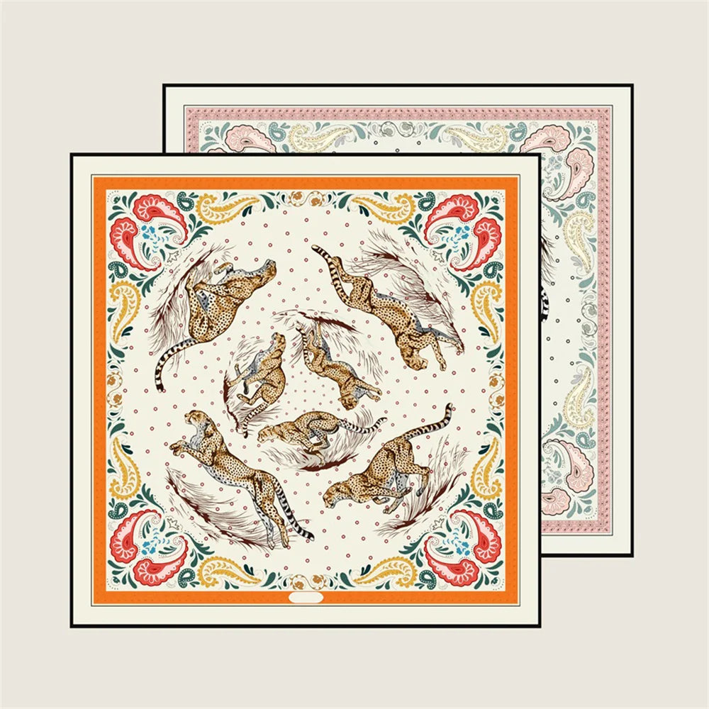 Leopard Beige Double Print Scarf / 90cm