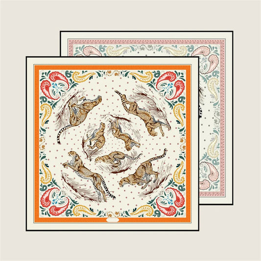 Leopard Beige Double Print Scarf / 90cm