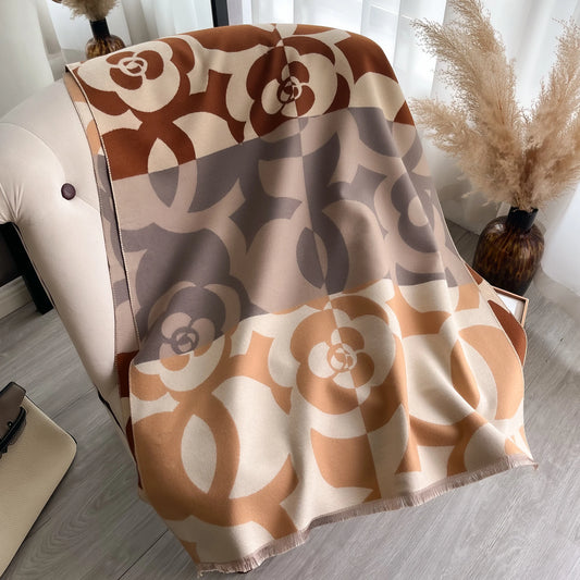 Camelia Pashmina Scarf Brown