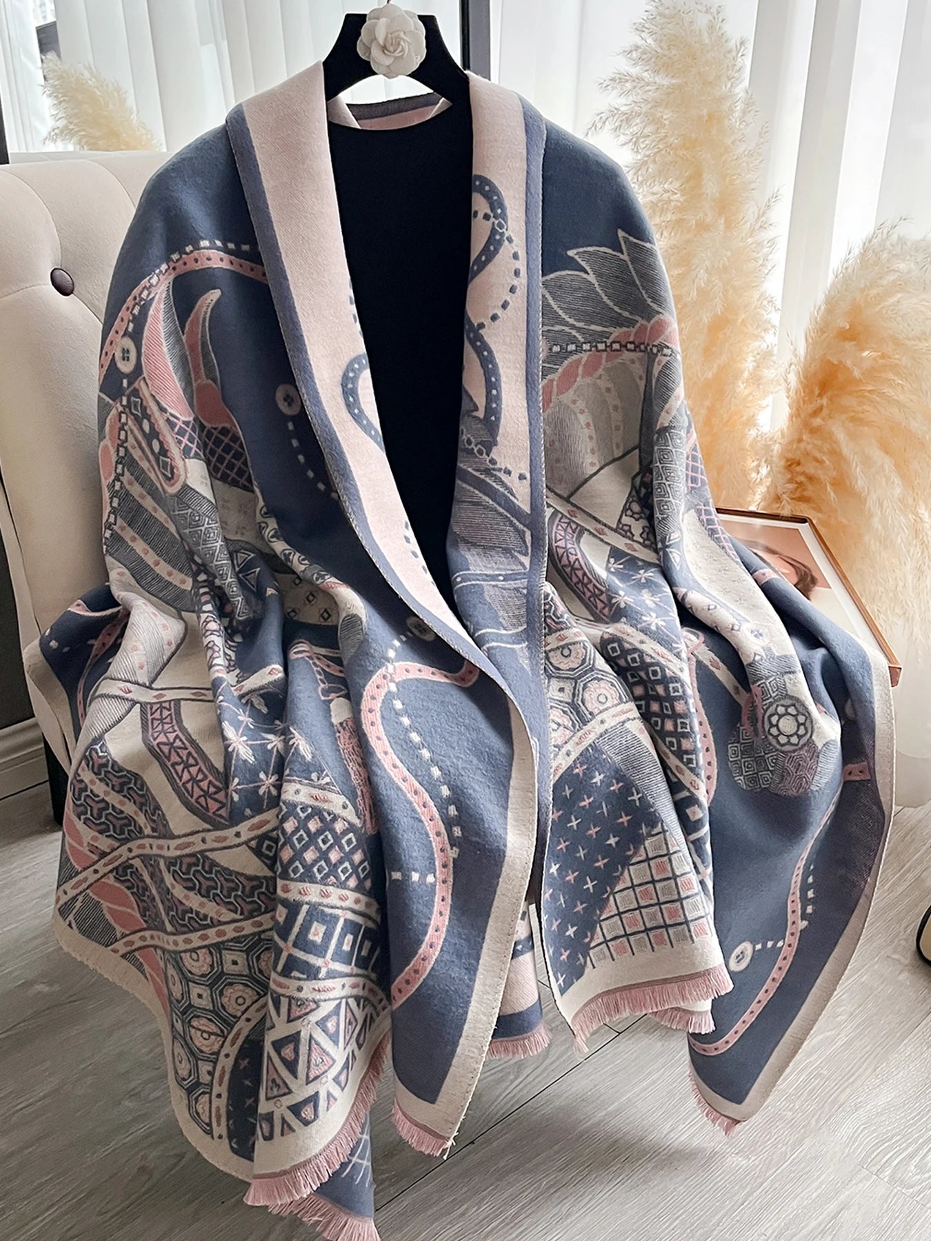 Edwige Pashmina Scarf Blue