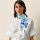 Carriage Wheel Blue Silk Diamond Scarf