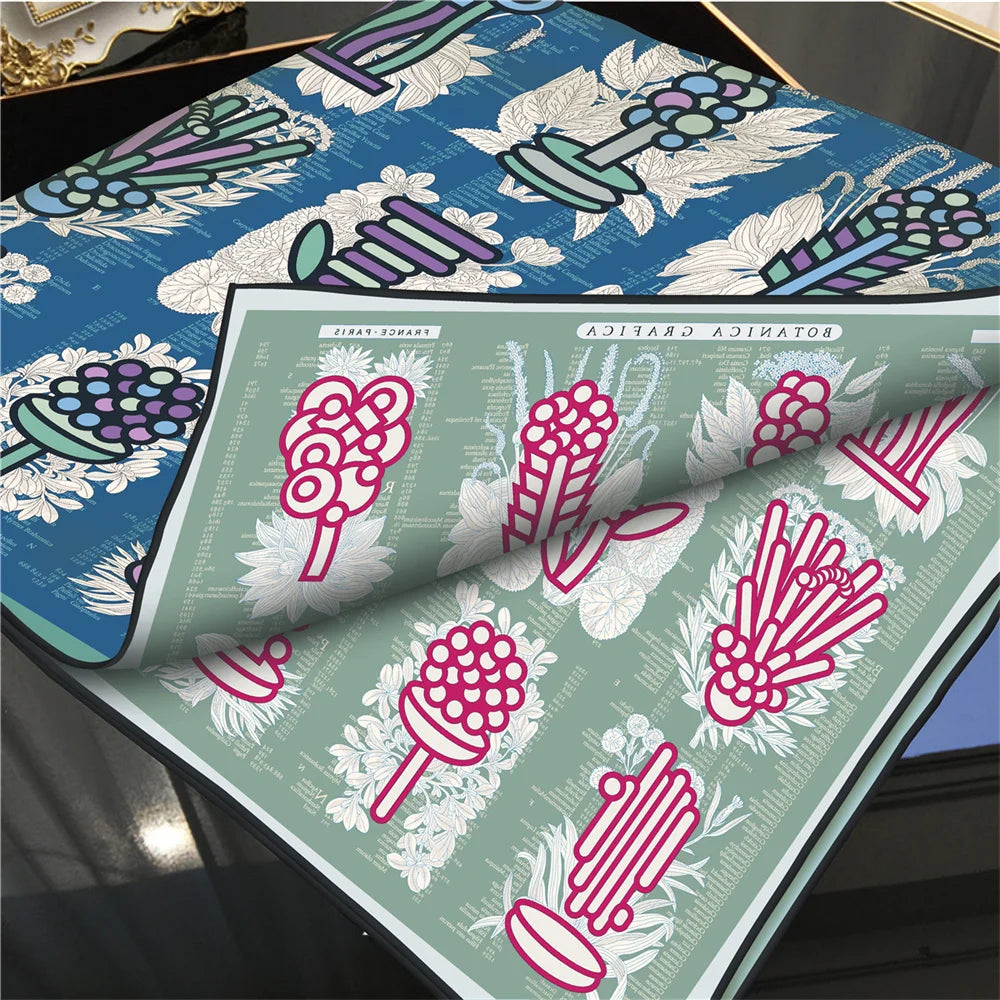Plant Catalog Blue Double Print Scarf / 90cm