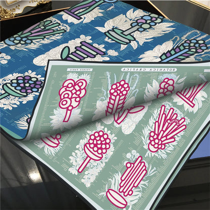 Plant Catalog Blue Double Print Scarf / 90cm