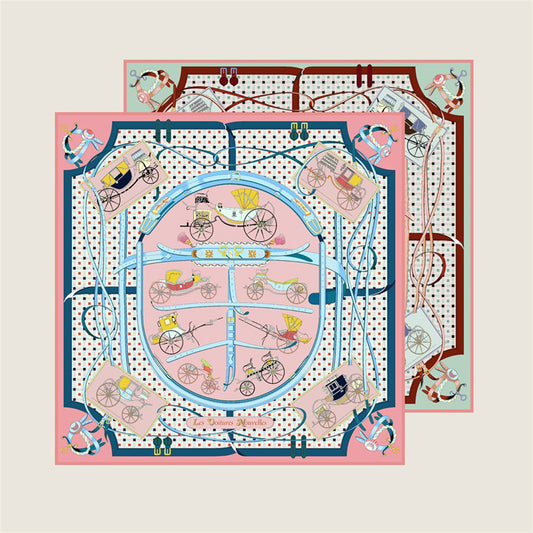 Carriage Pink Double Print Scarf / 90cm