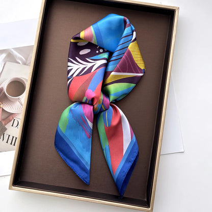 Leaves Blue Scarf / 65cm