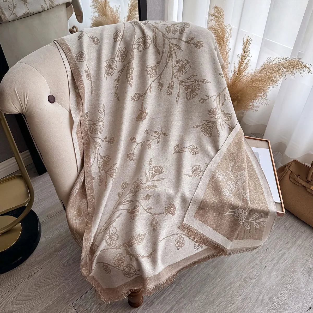 Greca Pashmina Scarf Beige