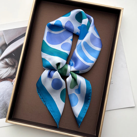Floral Blue Scarf / 65cm