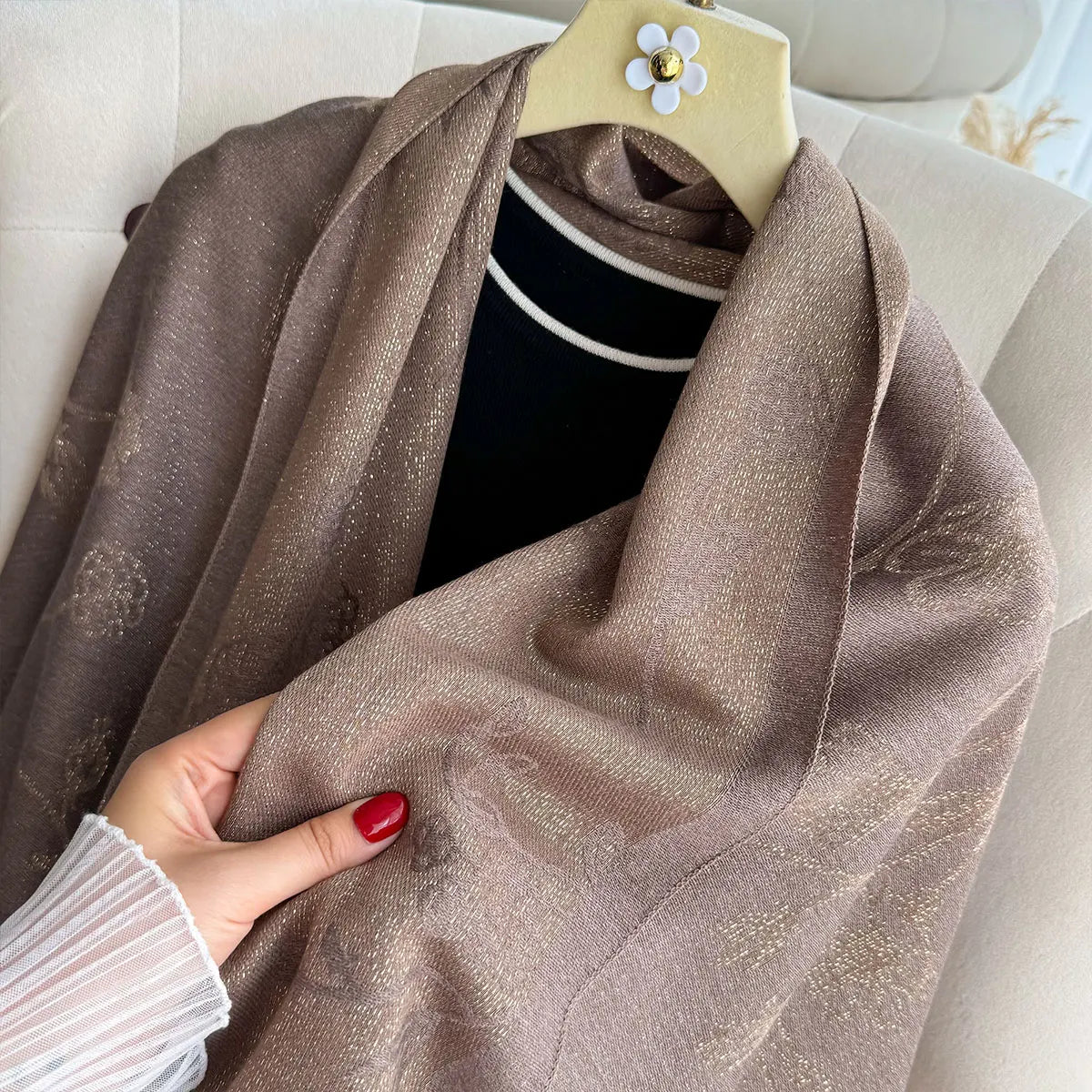 Greca Pashmina Scarf Pink