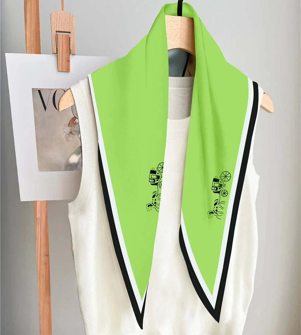 Carriage Green Silk Diamond Scarf