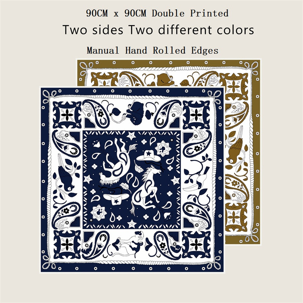 Animals Navy Double Print Scarf / 90cm