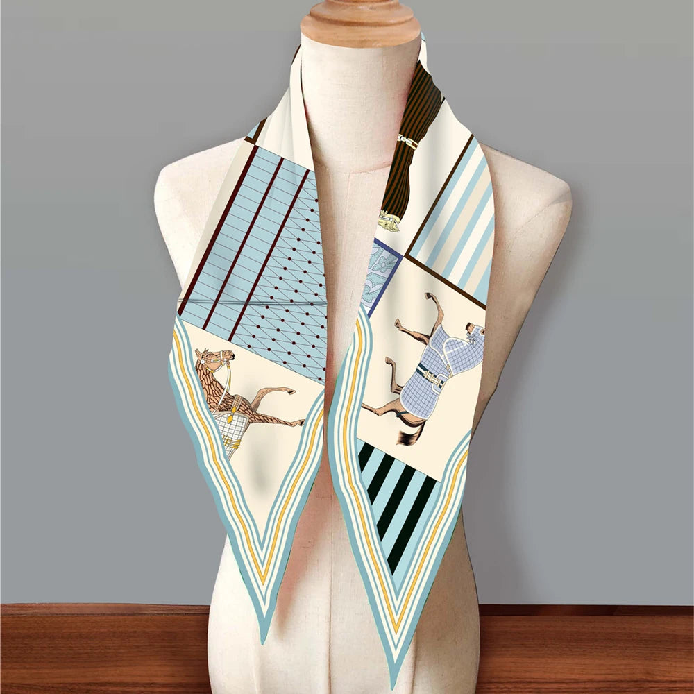 Adrina Blue Silk Diamond Scarf
