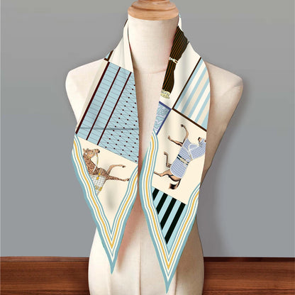 Adrina Blue Silk Diamond Scarf