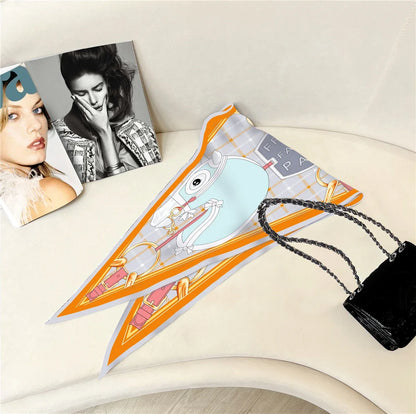 Head Orange Silk Diamond Scarf