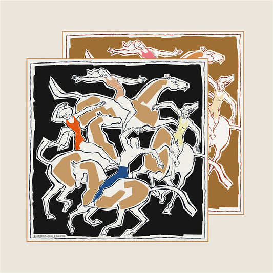 Horse Dancer Black Double Print Scarf / 90cm
