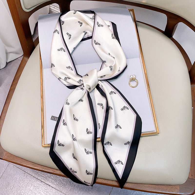 Kalene White Long Twilly Scarf