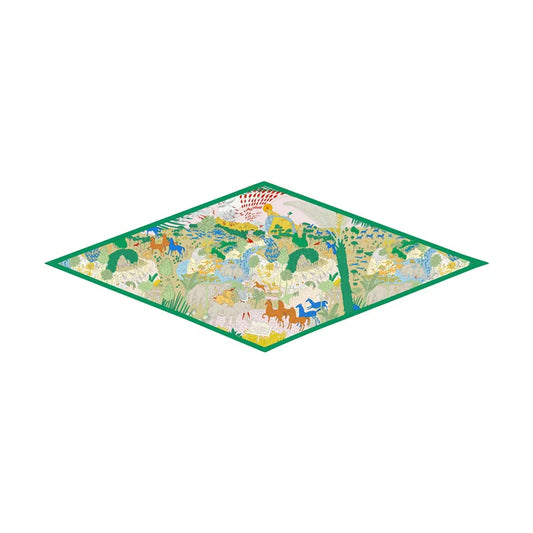 Horses Forest Green Silk Diamond Scarf
