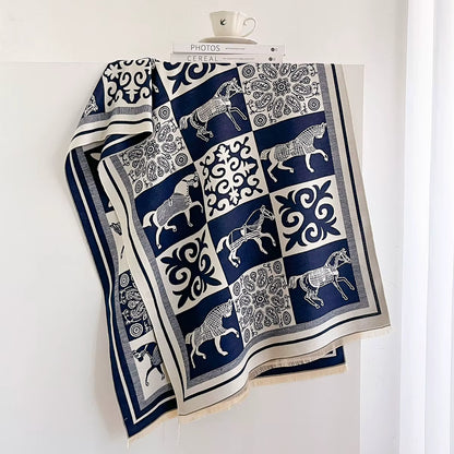 Laetitia Pashmina Scarf Navy