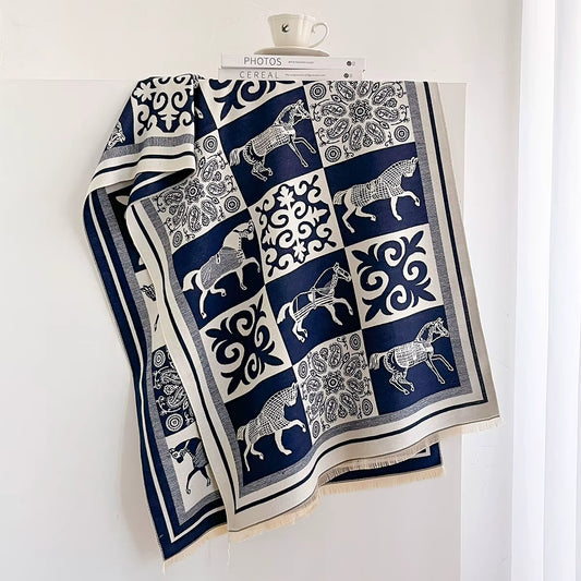 Laetitia Pashmina Scarf Navy