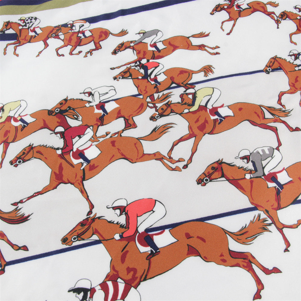 Horse Race Navy Double Print Scarf / 90cm