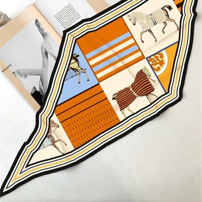 Adrina Orange Silk Diamond Scarf