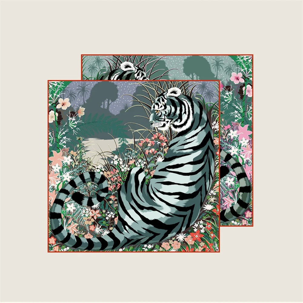 Tiger Gray Double Print Scarf / 70cm