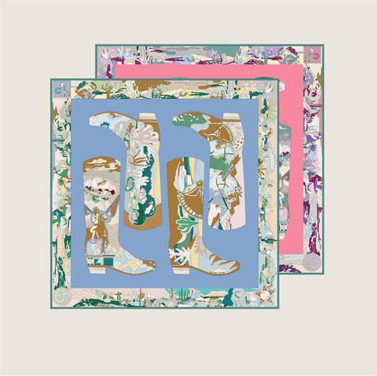 Boots Blue & Pink Double Print Scarf / 90cm