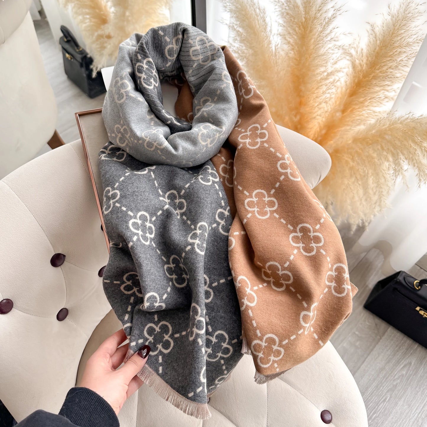 Arianna Pashmina Scarf Gray