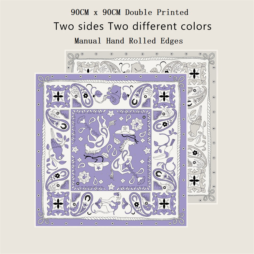 Animals Purple Double Print Scarf / 90cm
