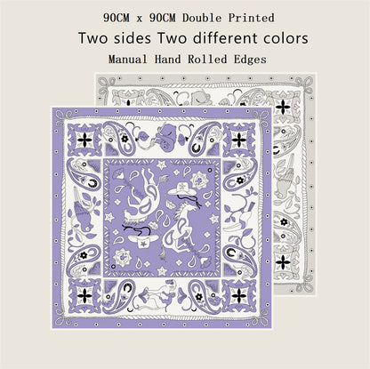 Animals Purple Double Print Scarf / 90cm