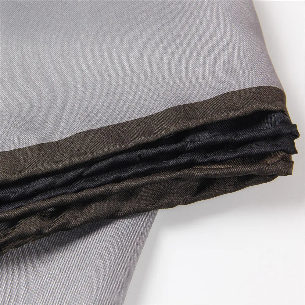 Curled Silver Silk Scarf / 90cm