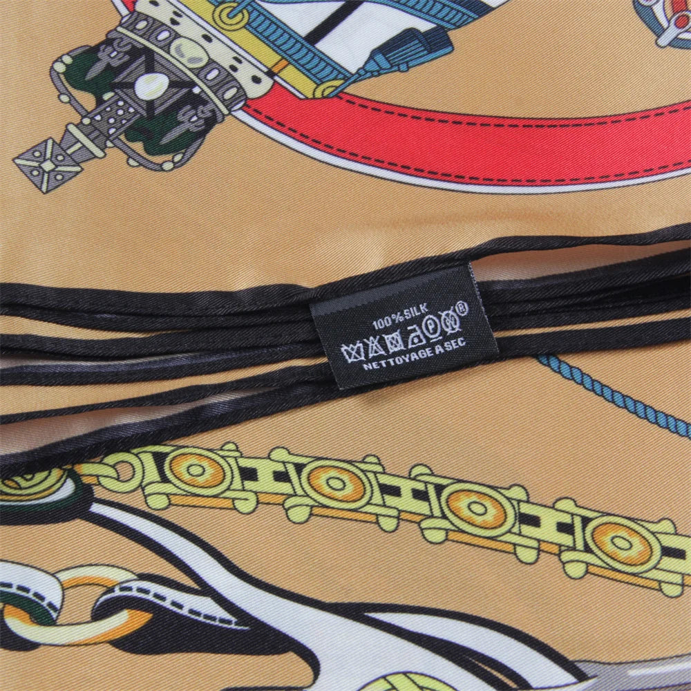 Horse Carriage Brown Silk Scarf / 90cm