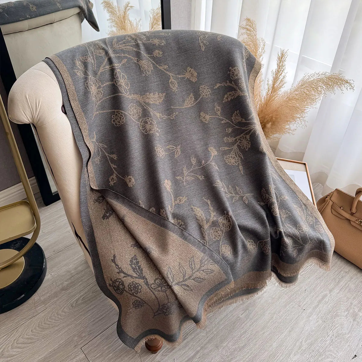 Greca Pashmina Scarf Gray