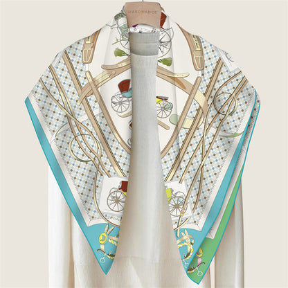 Carriage Blue & Green Double Print Scarf / 90cm