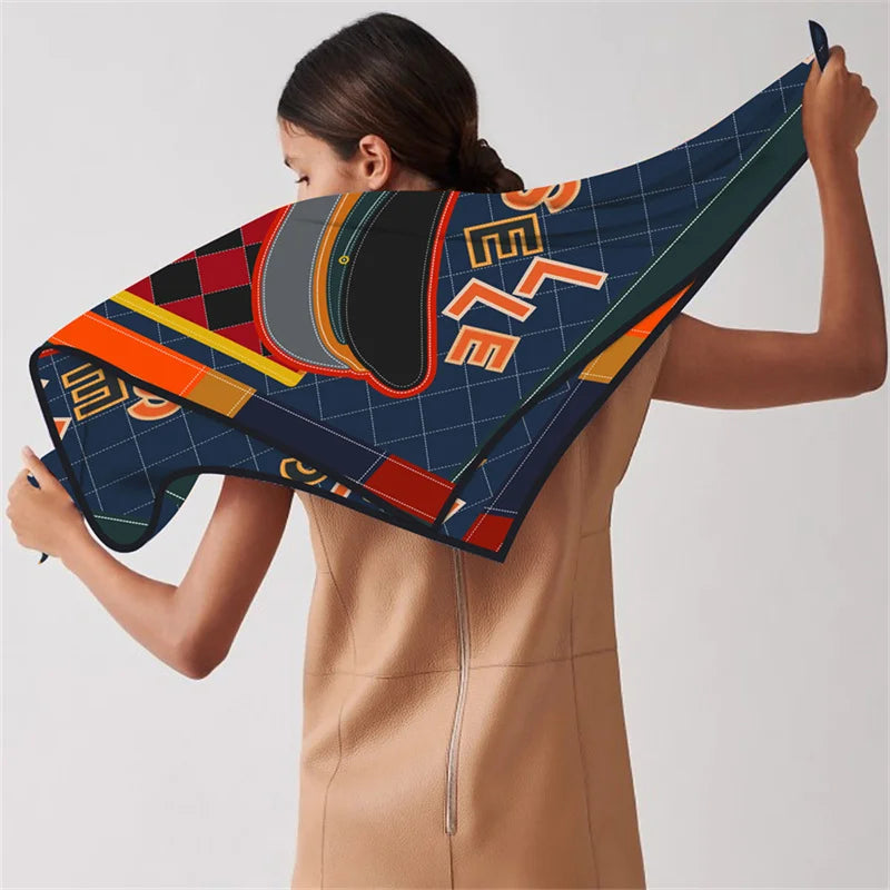 Tapis De Selle Navy Silk Scarf / 90cm